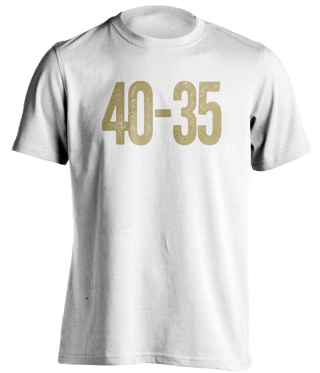 40-35 40 35 score from the vanderbilt commodores vs alabama crimson tide white 
shirt vandy fans