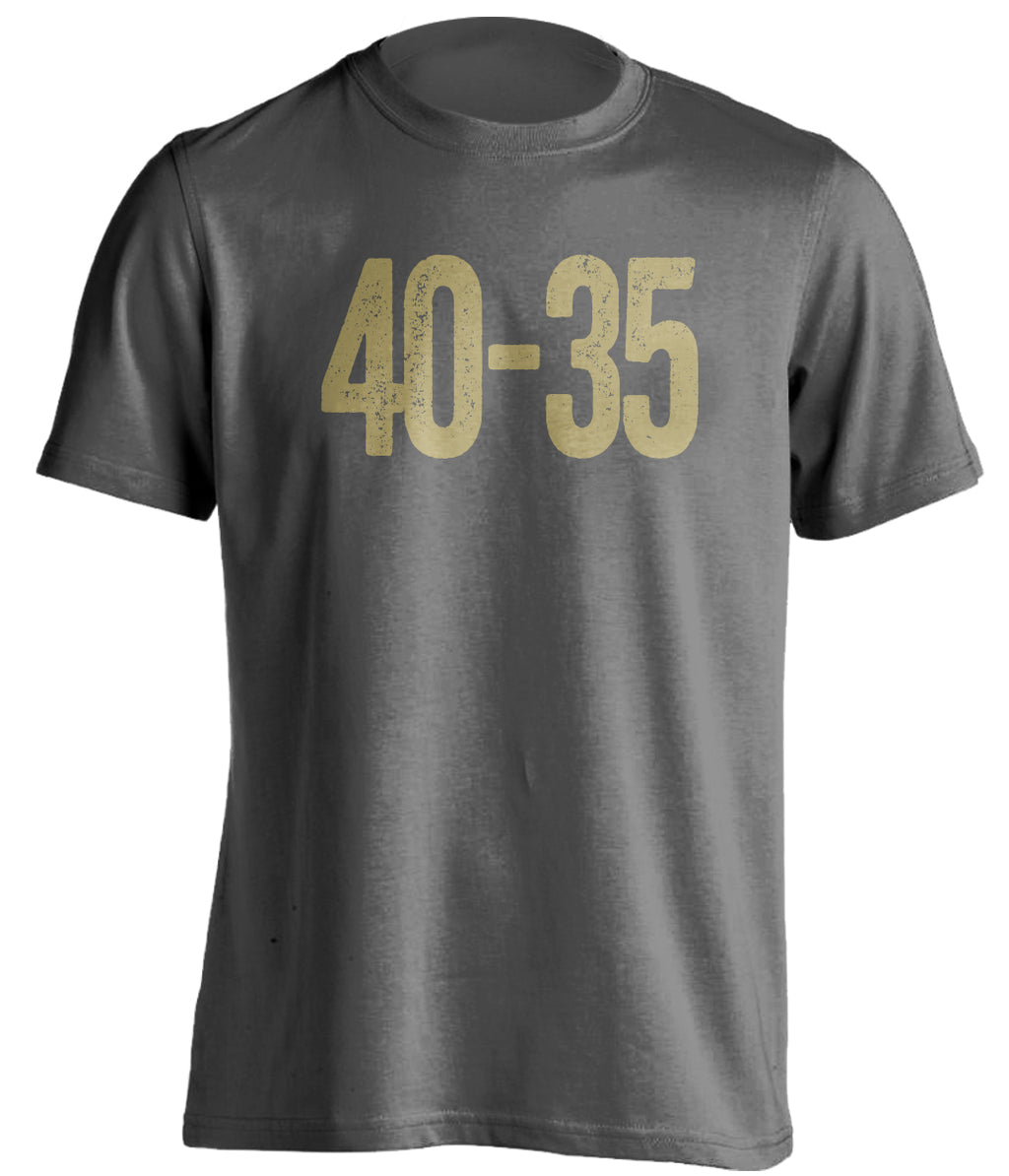 40-35 40 35 score from the vanderbilt commodores vs alabama crimson tide grey shirt vandy fans