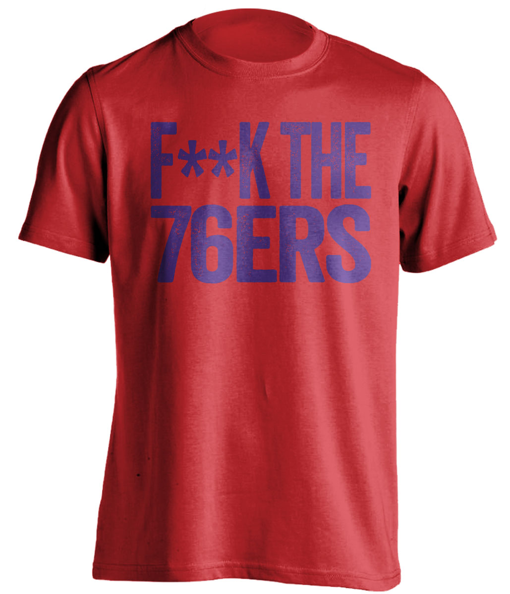Fuck the 76ers Censored Red Statement Tee for Toronto Raptors Fans Shirt by Beef Shirts