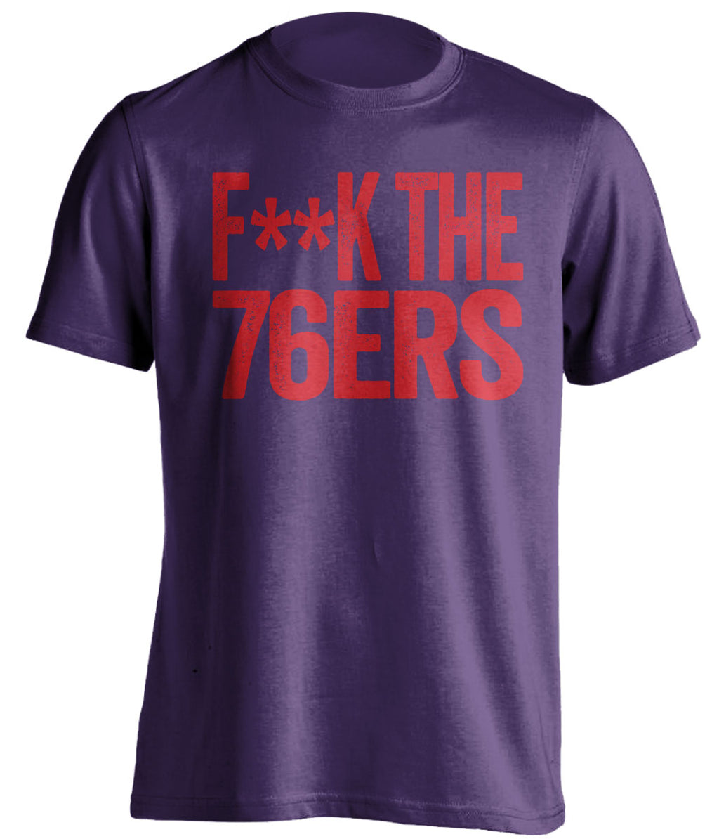 Fuck the 76ers Censored Purple Statement Tee for Toronto Raptors Fans Shirt by Beef Shirts