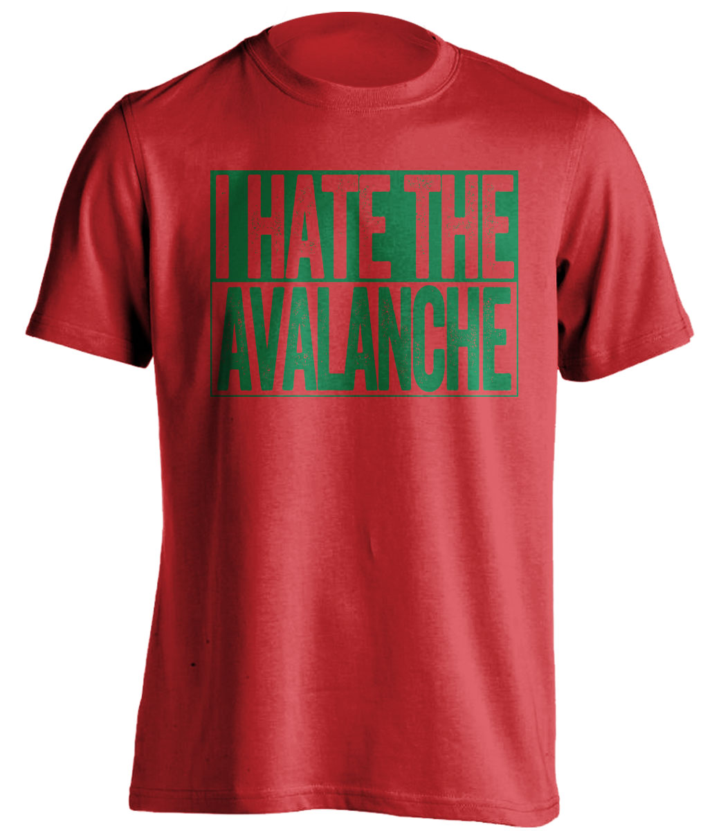 I Hate the Avalanche red box logo tee for Minnesota Wild fans by Beef Shirts