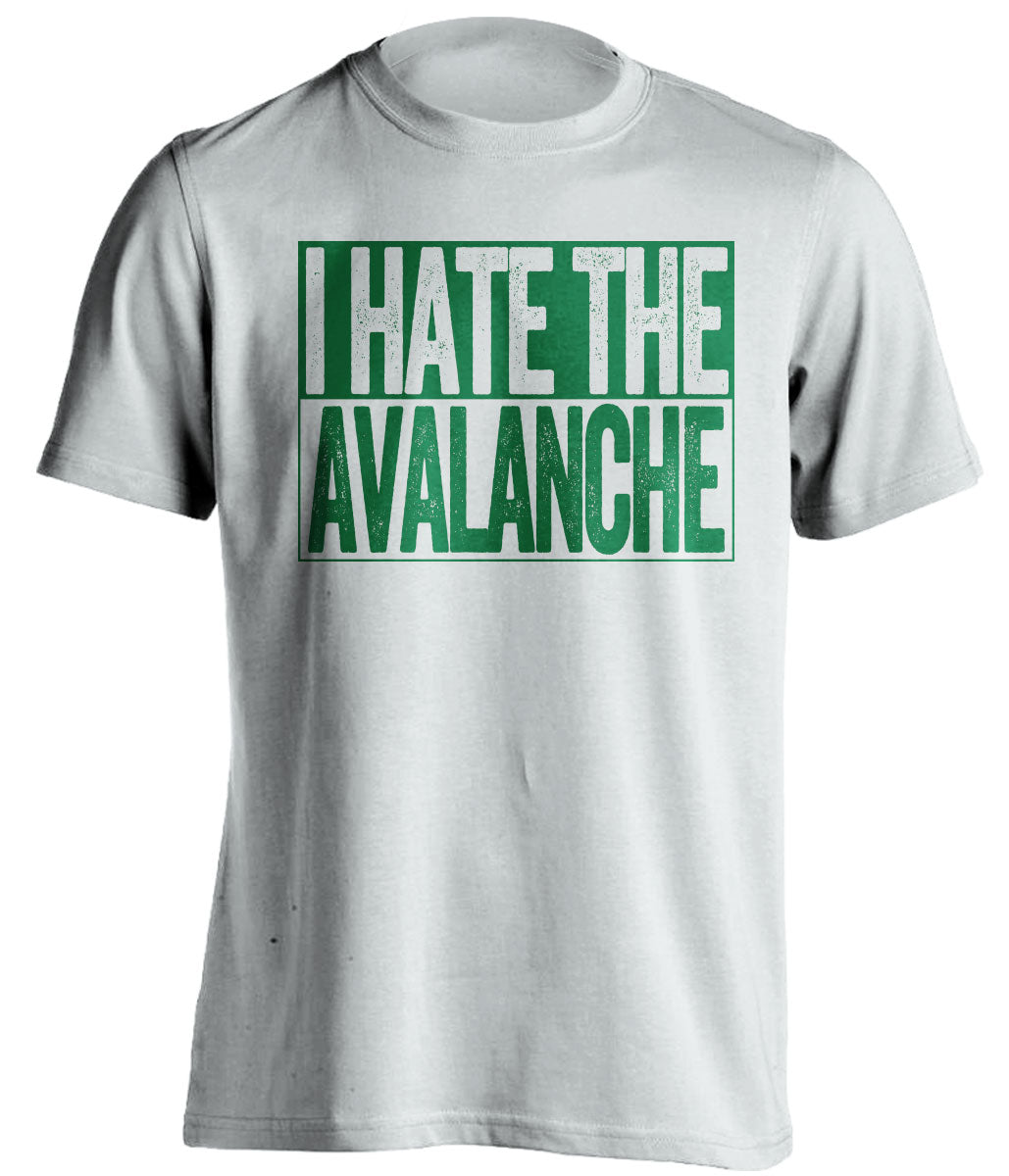 I Hate the Avalanche white box logo tee for Minnesota Wild fans by Beef Shirts