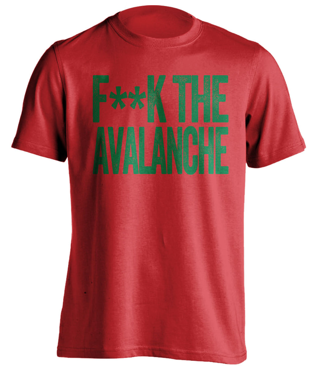 Fuck the Avalanche Censored Red Statement Tee for Minnesota Wild Fans by Beef Shirts