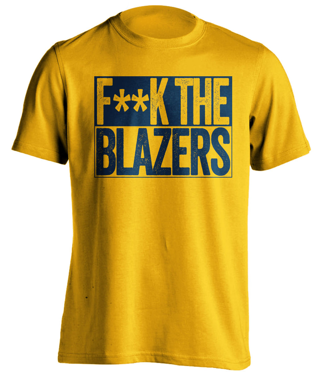 Fuck the Blazers Censored Gold Box Logo Shirt for Denver Nuggets Fans by Beef Shirts