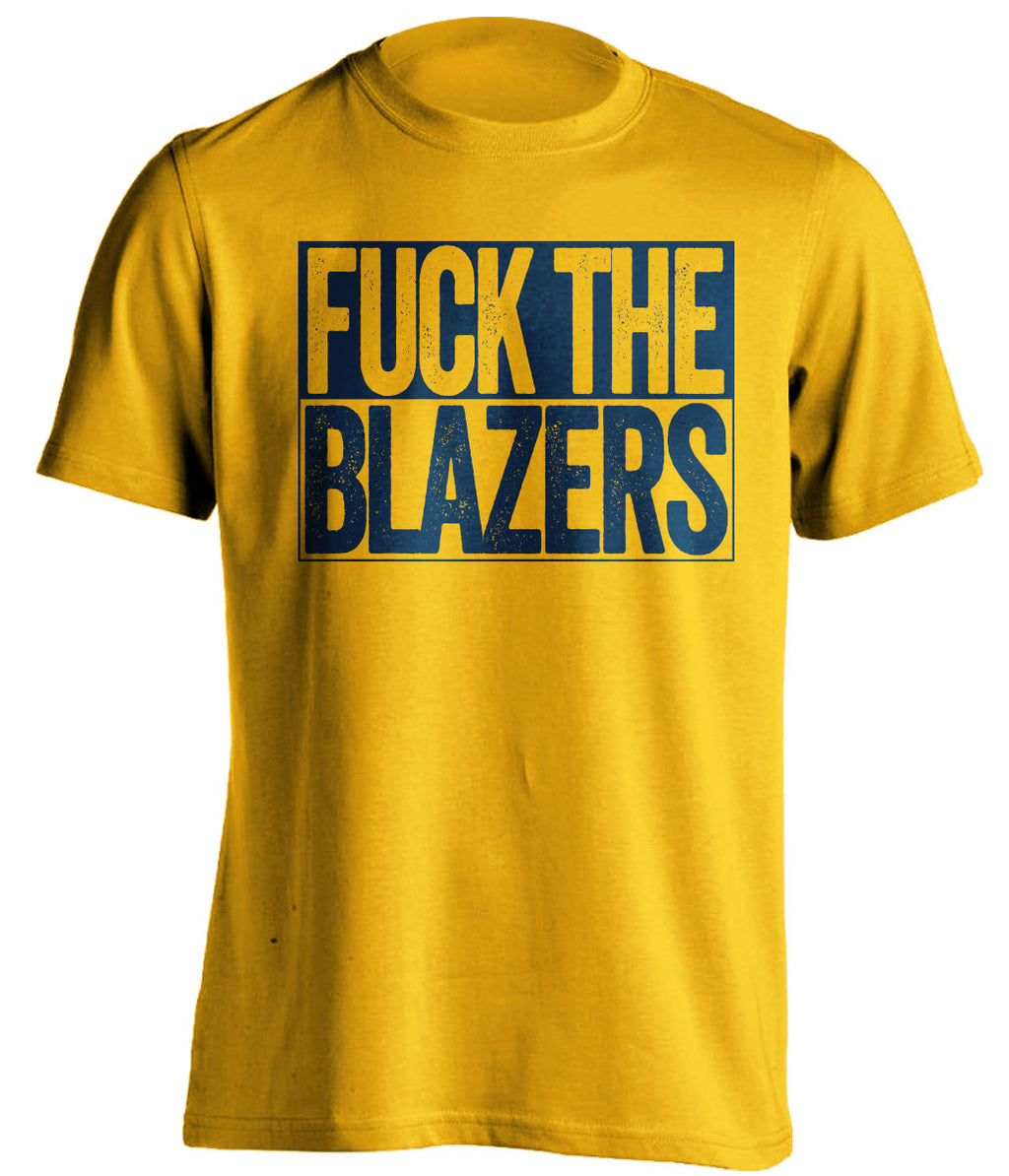 Fuck the Blazers Uncensored Gold Box Logo Shirt for Denver Nuggets Fans by Beef Shirts