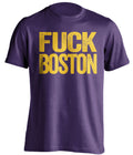 Purple Fuck Boston statement tee for Los Angeles Lakers fans | uncensored rivalry shirt by Beef Shirts