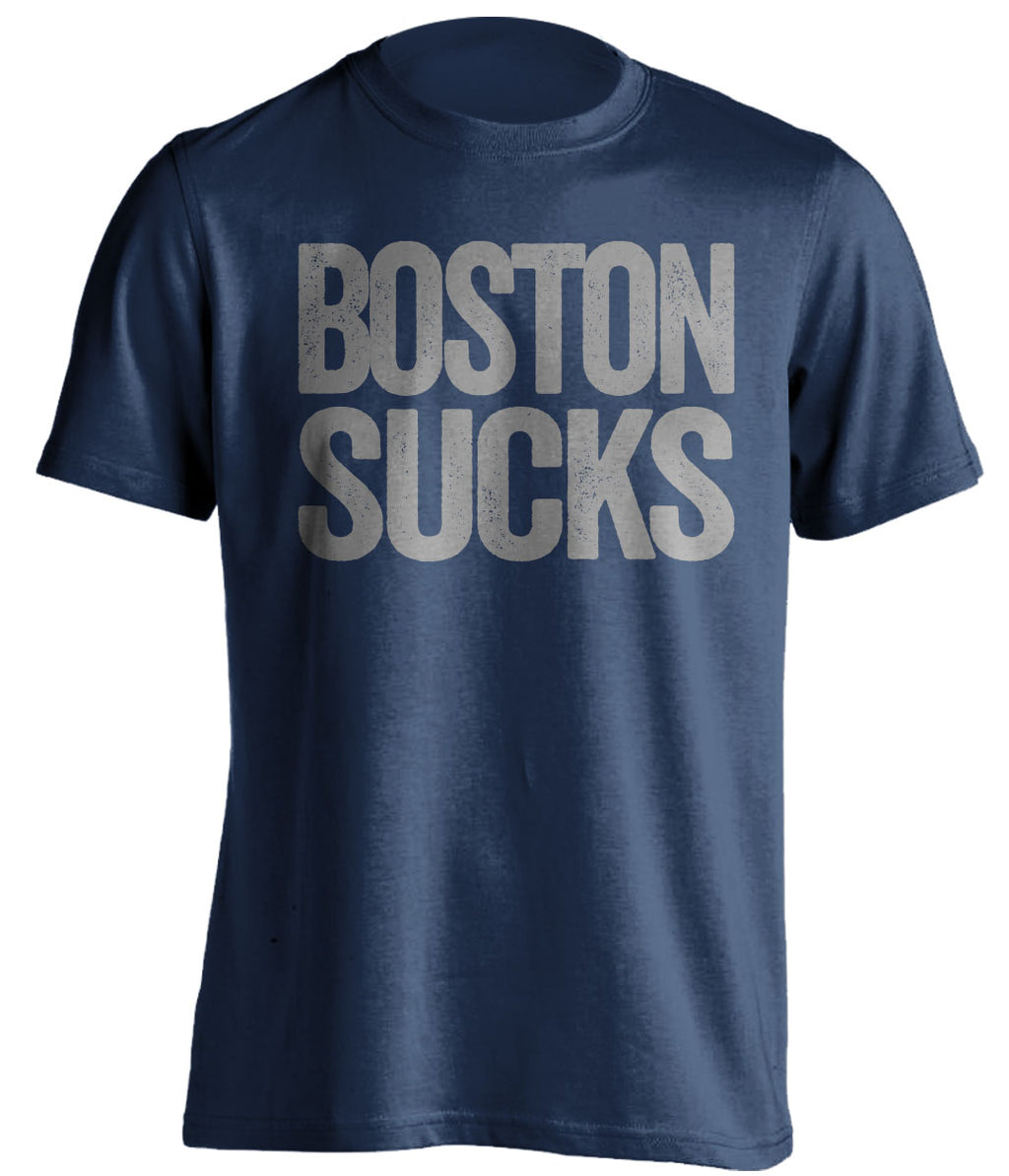 Boston Sucks Bruins navy statement shirt for Tampa Bay Lightning Fans haters gameday tee by Beef Shirts