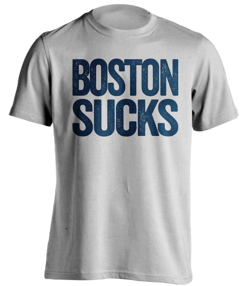 Boston Sucks Bruins grey statement shirt for Tampa Bay Lightning Fans haters gameday tee by Beef Shirts