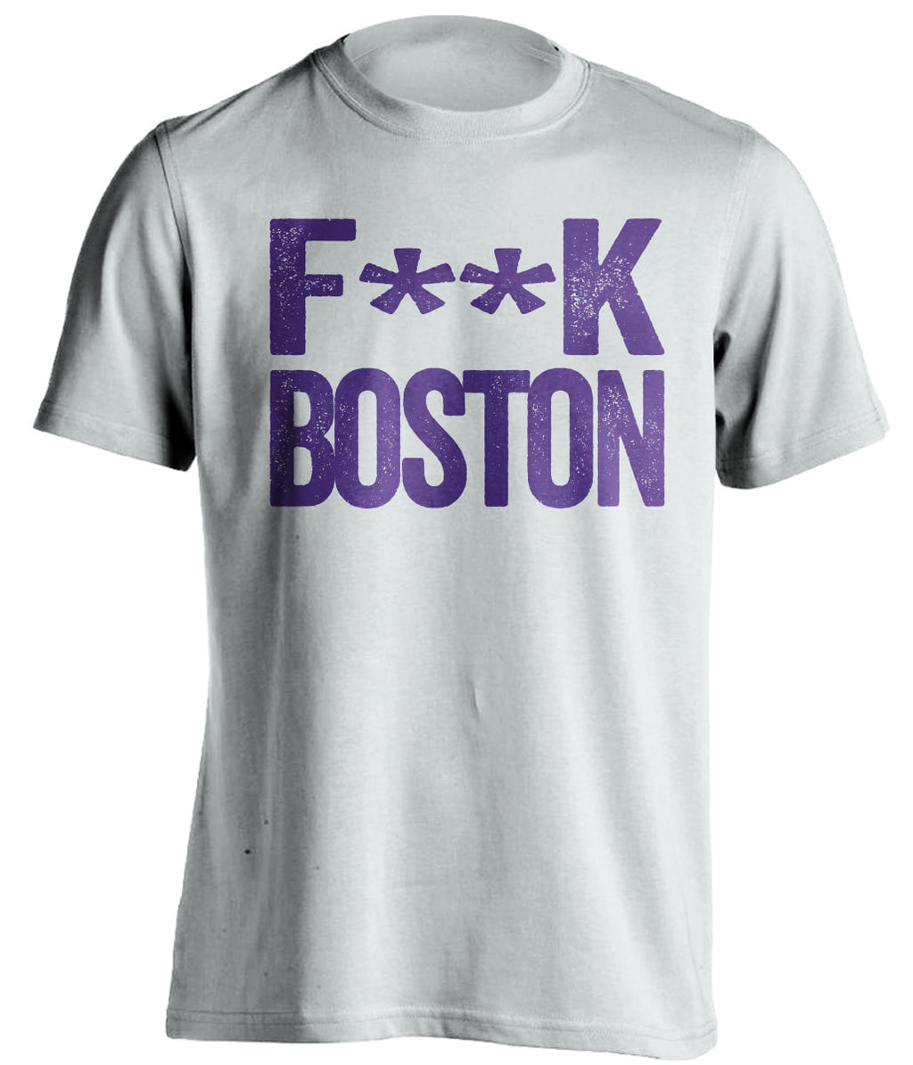 White Fuck Boston statement tee for Los Angeles Lakers fans | censored rivalry shirt by Beef Shirts