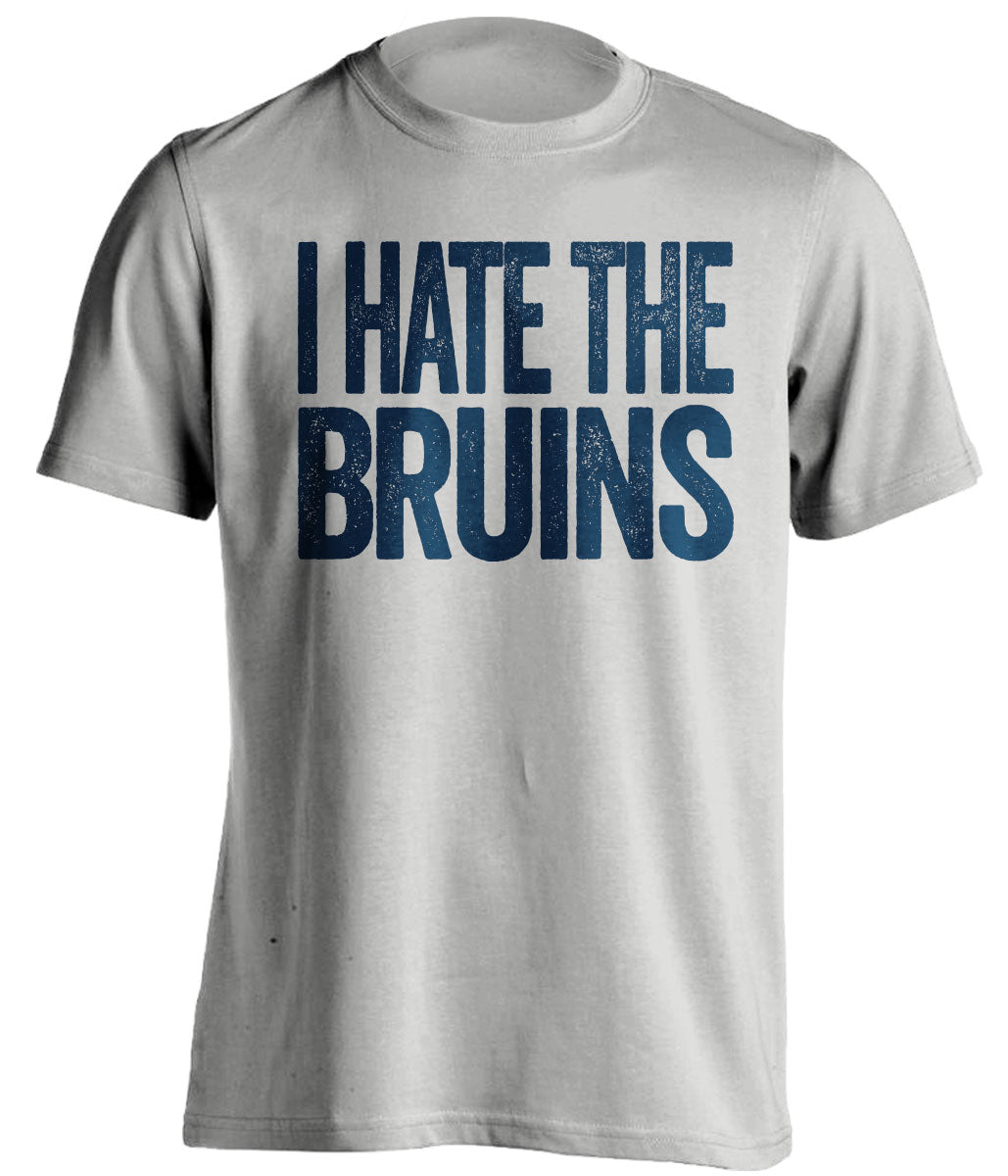 I Hate the Bruins grey statement shirt for Tampa Bay Lightning Fan gameday haters tee by Beef Shirts