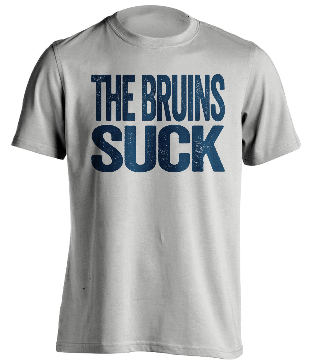 The Bruins Suck grey statement shirt for Tampa Bay Lightning Fans haters gameday tee by Beef Shirts