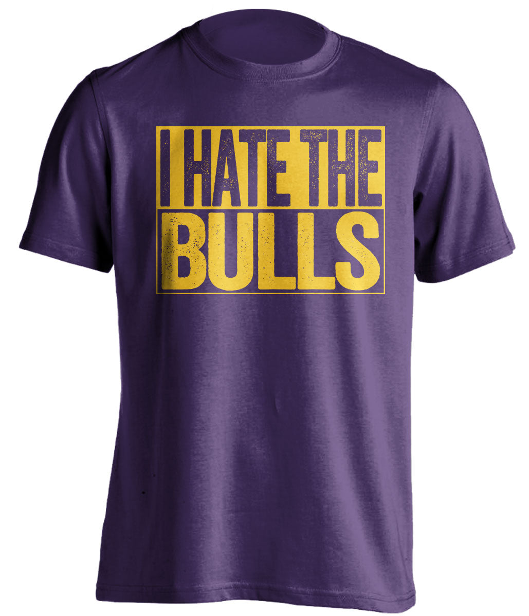 I Hate the Bulls purple box logo haters tee for Utah Jazz Fans by Beef Shirts