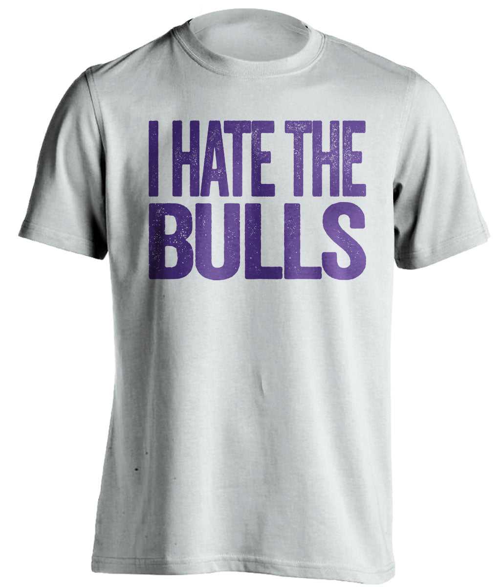 I Hate the Bulls white statement shirt for Utah Jazz Fans gameday haters tee by Beef Shirts