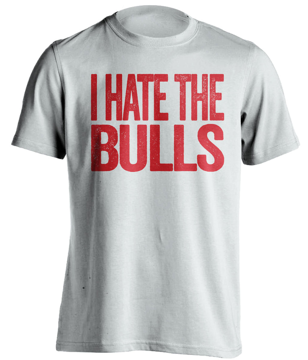 I Hate the Bulls white statement shirt for Detroit Pistons Fans haters tee by Beef Shirts