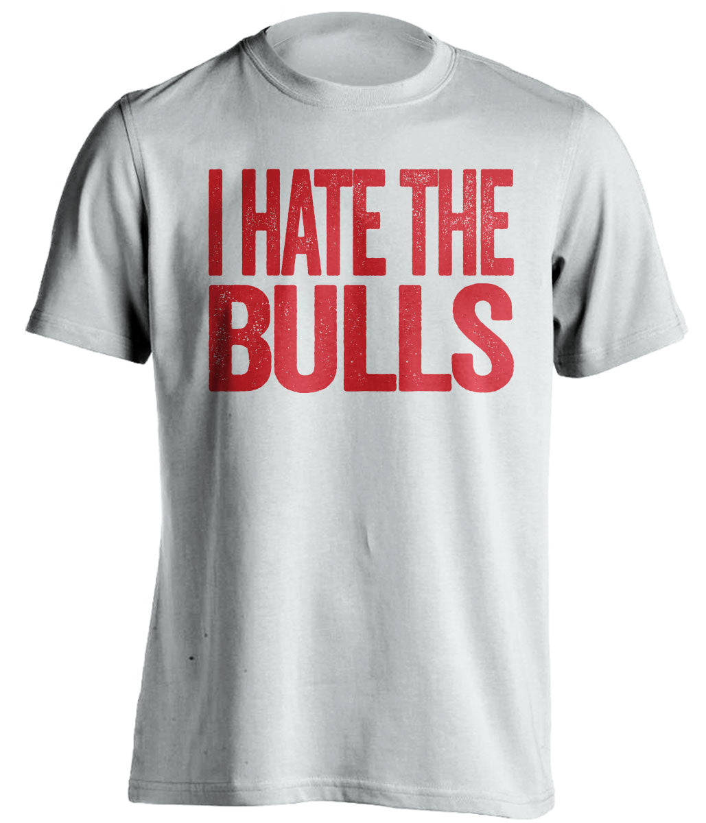 I Hate the Bulls white statement shirt for Detroit Pistons Fans haters tee by Beef Shirts
