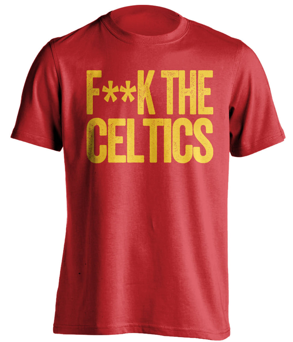 Fuck the Celtics Censored Red Statement Tee for Atlanta Hawks Fans by Beef Shirts