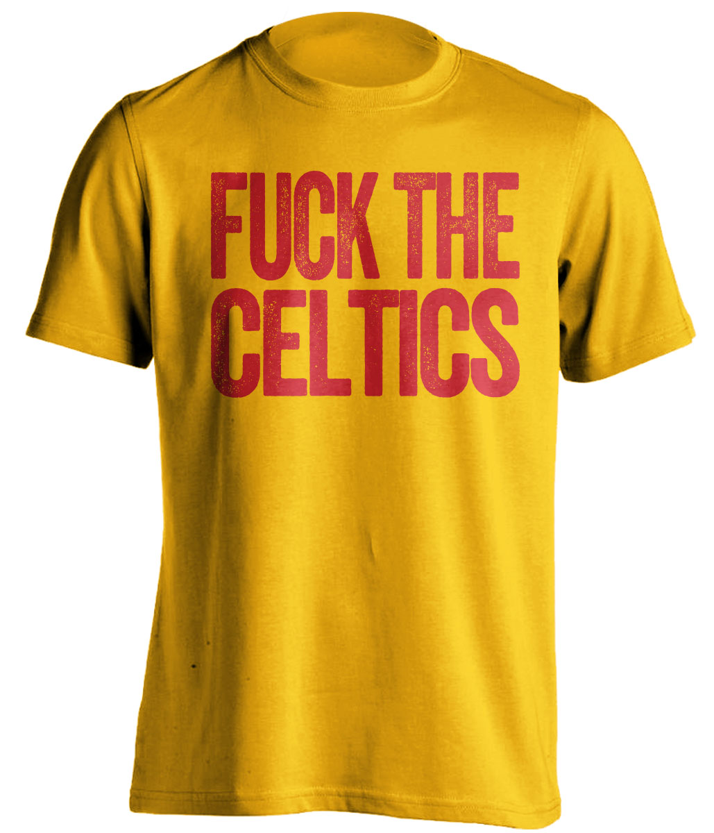 Fuck the Celtics Uncensored Gold Statement Tee for Atlanta Hawks Fans by Beef Shirts