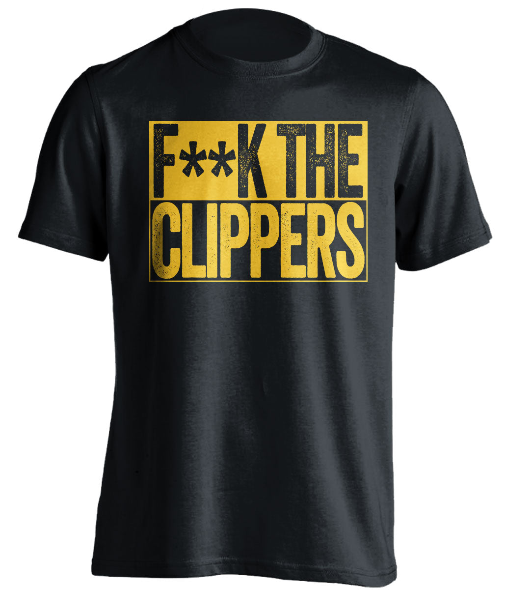 Fuck the Clippers Censored black box logo tee for Los Angeles Lakers fans by Beef Shirts