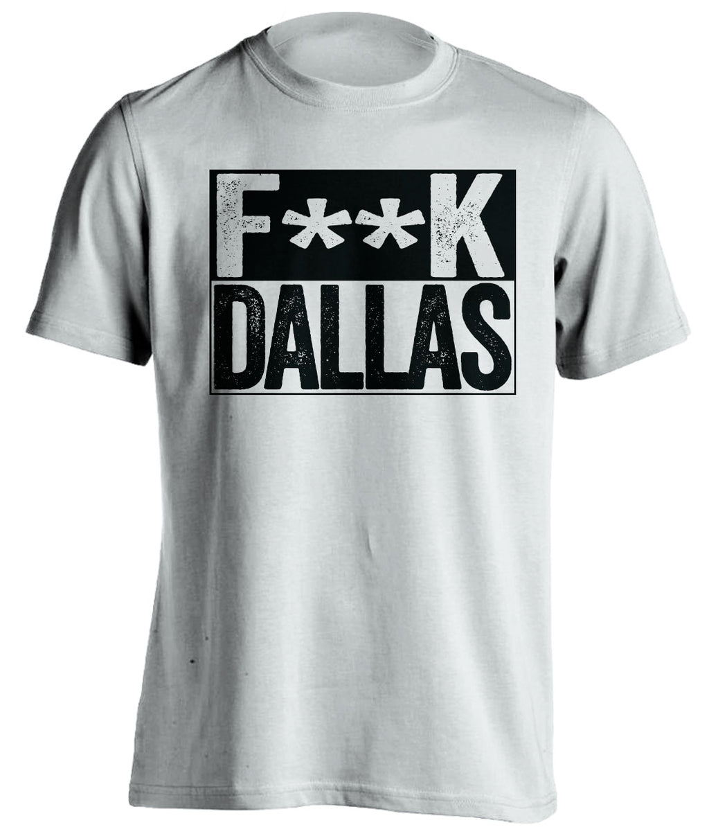 Censored White Fuck Dallas box logo shirt for San Antonio Spurs fans | I-35 rivalry tee by Beef Shirts