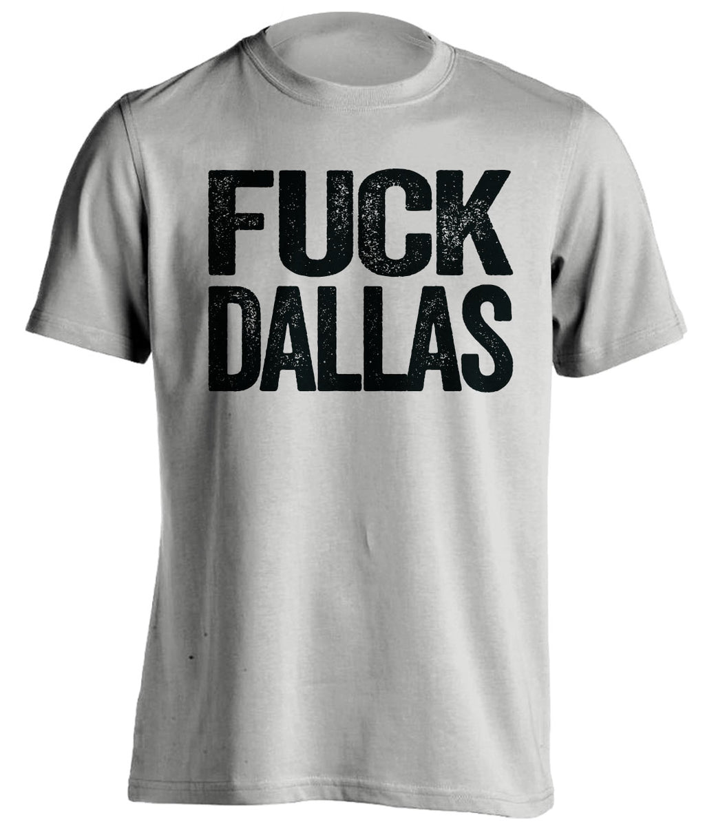 Light Grey Fuck Dallas statement tee for San Antonio Spurs fans | uncensored rivalry shirt by Beef Shirts