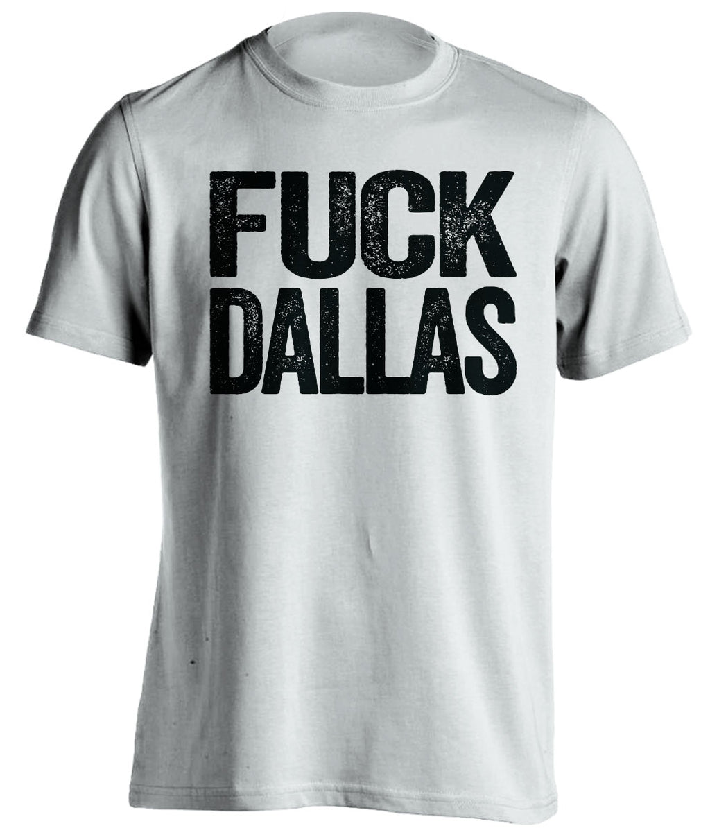 White Fuck Dallas statement tee for San Antonio Spurs fans | uncensored rivalry shirt by Beef Shirts