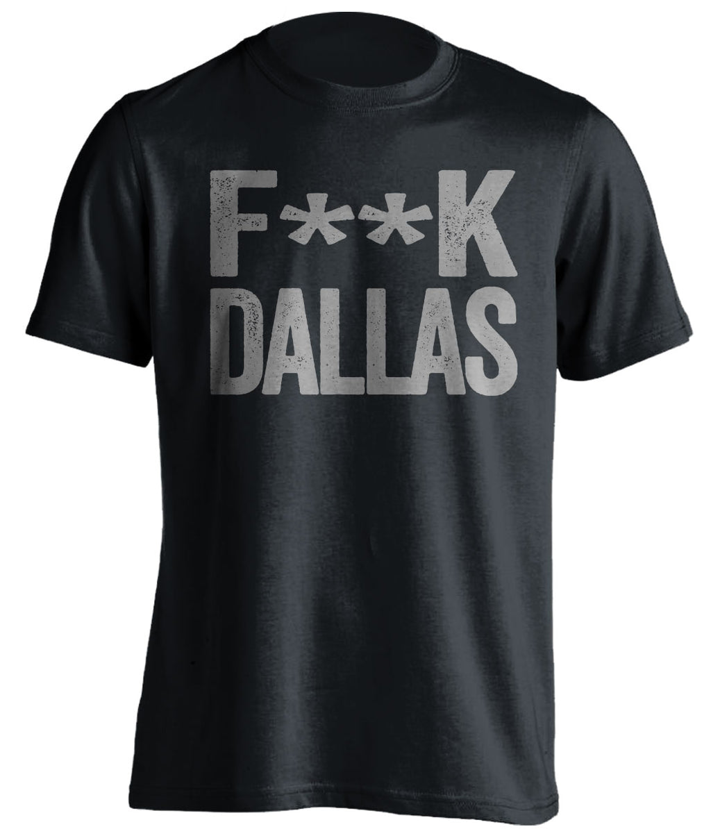 Black Fuck Dallas statement tee for San Antonio Spurs fans | censored rivalry shirt by Beef Shirts