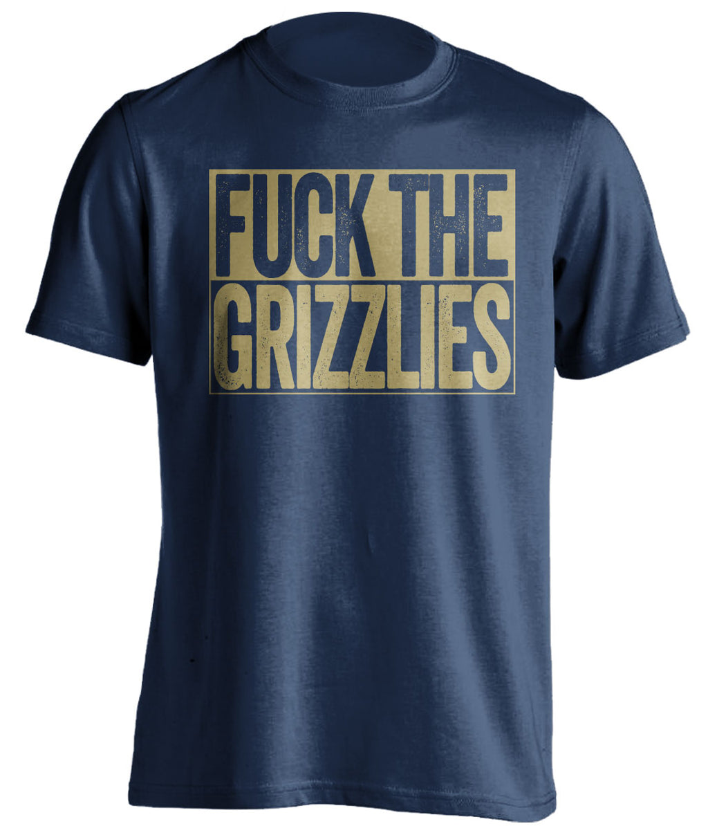 Fuck the Grizzlies Uncensored Navy Box Logo Shirt for New Orleans Pelicans Fans by Beef Shirts
