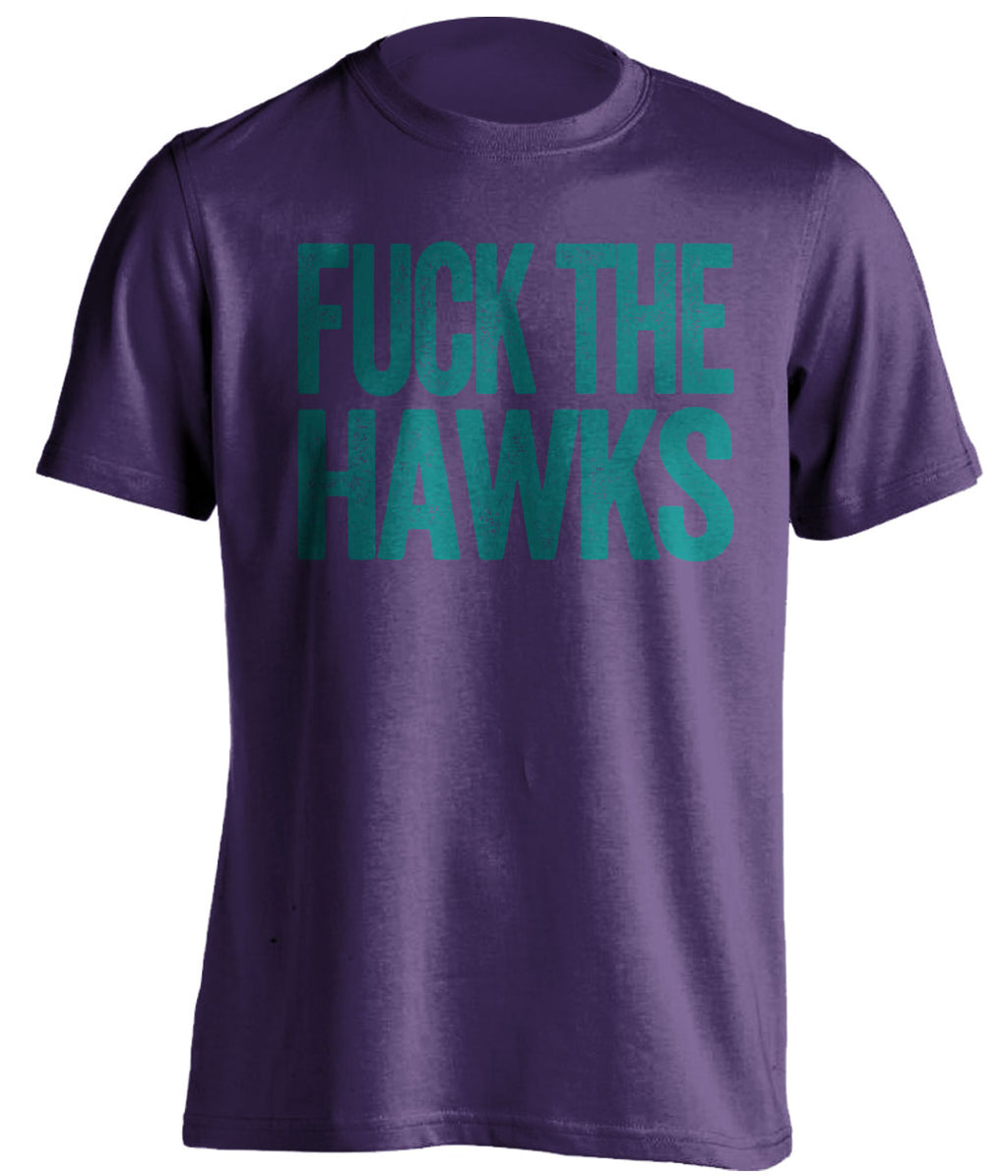 Fuck the Hawks Uncensored Purple Statement Tee for Charlotte Hornets Fans by Beef Shirts