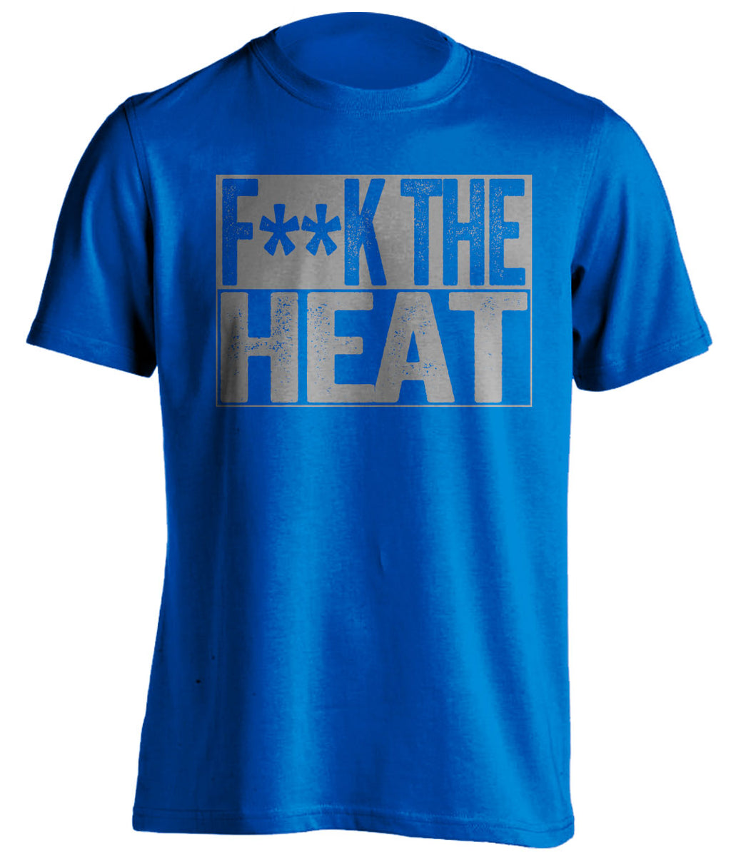 Fuck the Heat Censored Blue Box Logo Shirt for Dallas Mavericks Fans by Beef Shirts