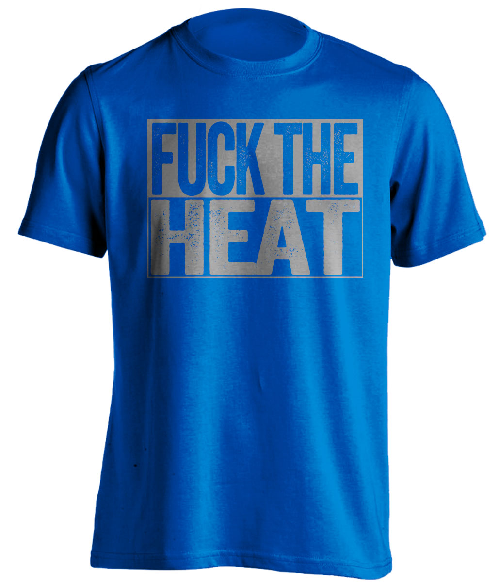 Fuck the Heat Uncensored Blue Box Logo Shirt for Dallas Mavericks Fans by Beef Shirts