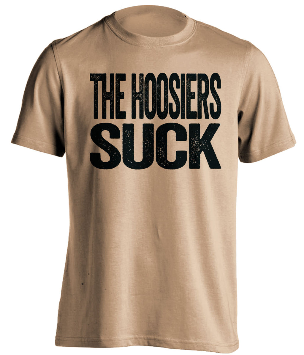 The Hoosiers Suck Statement Tee – Old Gold Purdue Boilermakers Fan Shirt | Beef Shirts