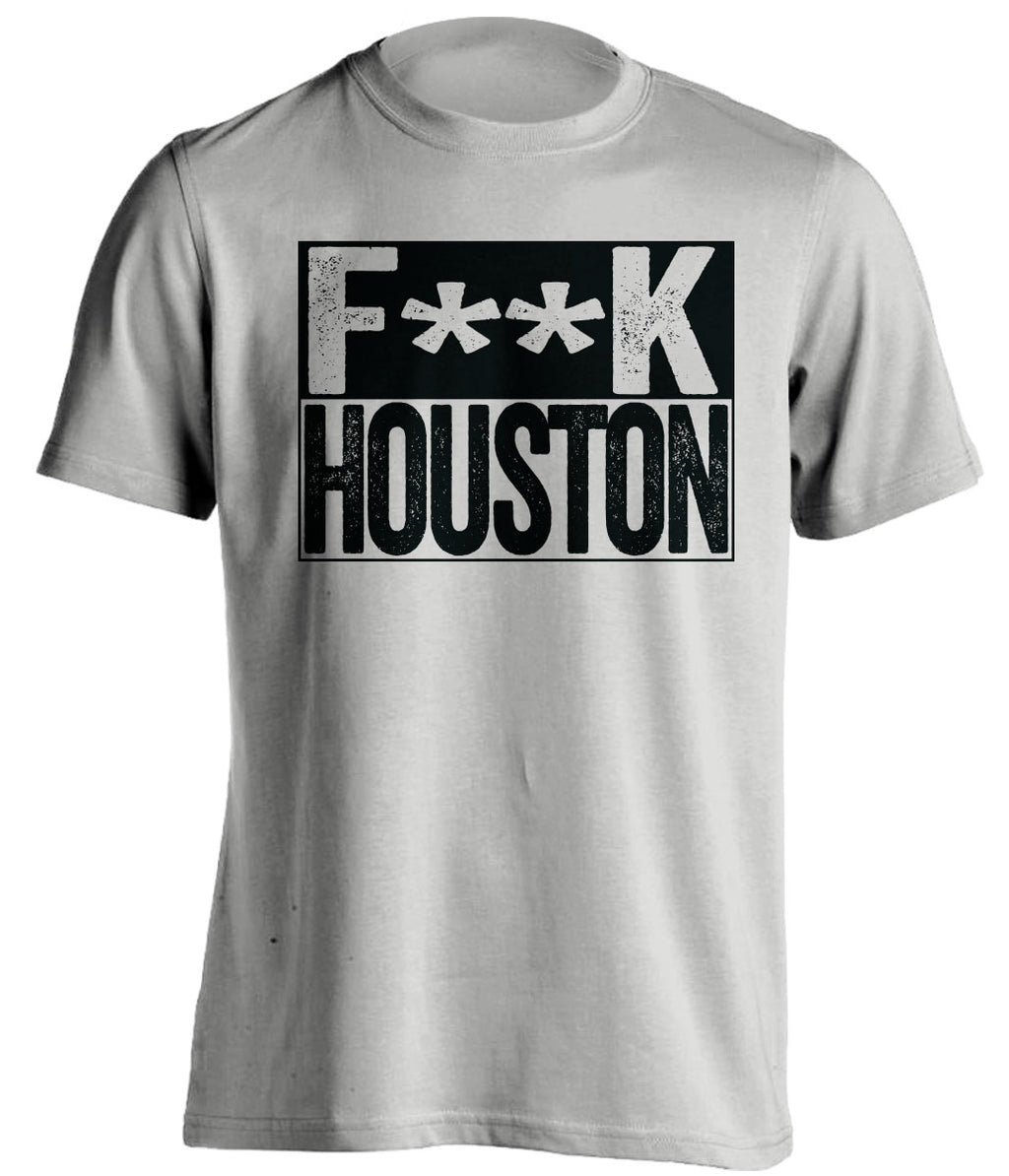 Censored Light Grey Fuck Houston box logo shirt for San Antonio Spurs fans | Alamo City rivalry tee by Beef Shirts