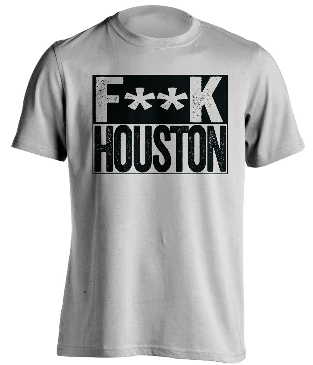 Censored Light Grey Fuck Houston box logo shirt for San Antonio Spurs fans | Alamo City rivalry tee by Beef Shirts