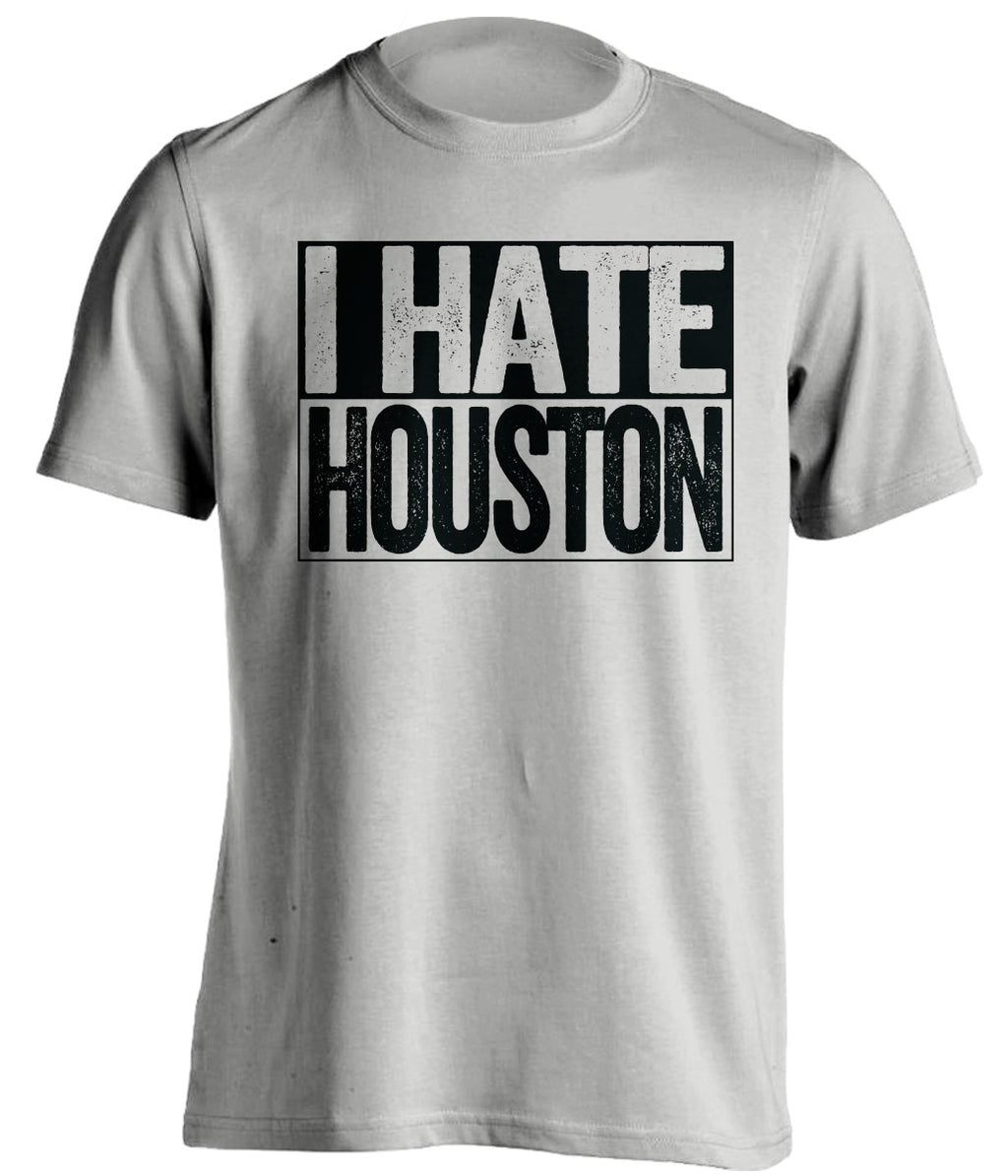 Light Grey I Hate Houston box logo tee for San Antonio Spurs fans | gameday haters shirt by Beef Shirts