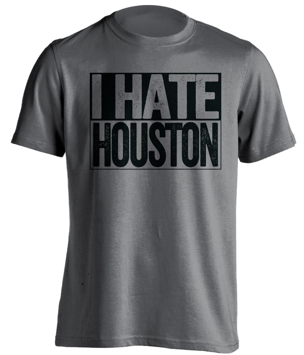Dark Grey I Hate Houston box logo tee for San Antonio Spurs fans | gameday haters shirt by Beef Shirts