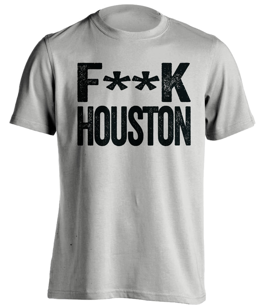 Light Grey Fuck Houston statement tee for San Antonio Spurs fans | censored rivalry shirt by Beef Shirts