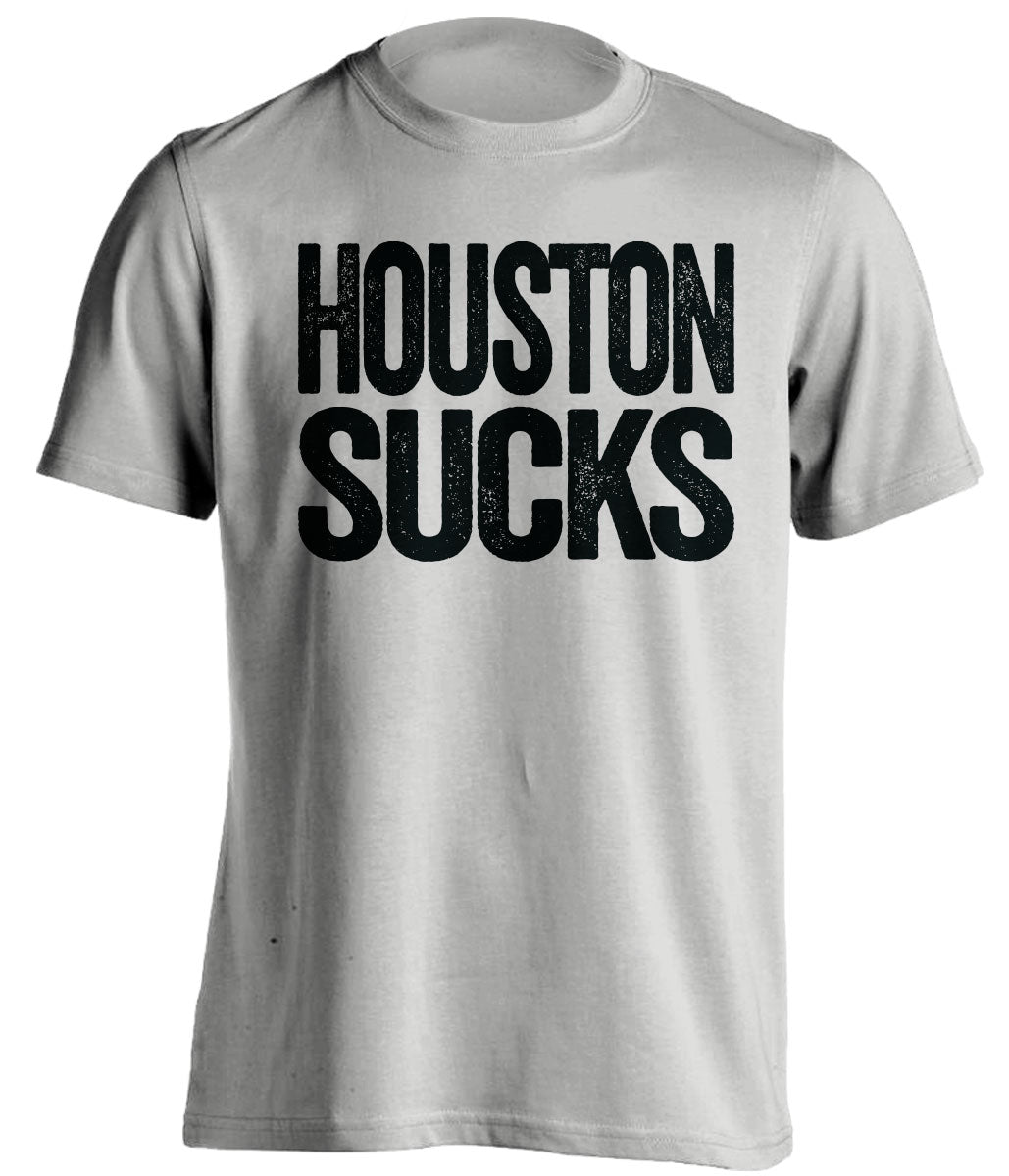 Light Grey Houston Sucks shirt for San Antonio Spurs fans | rivalry statement tee by Beef Shirts