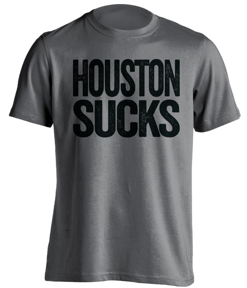 Dark Grey Houston Sucks shirt for San Antonio Spurs fans | rivalry statement tee by Beef Shirts