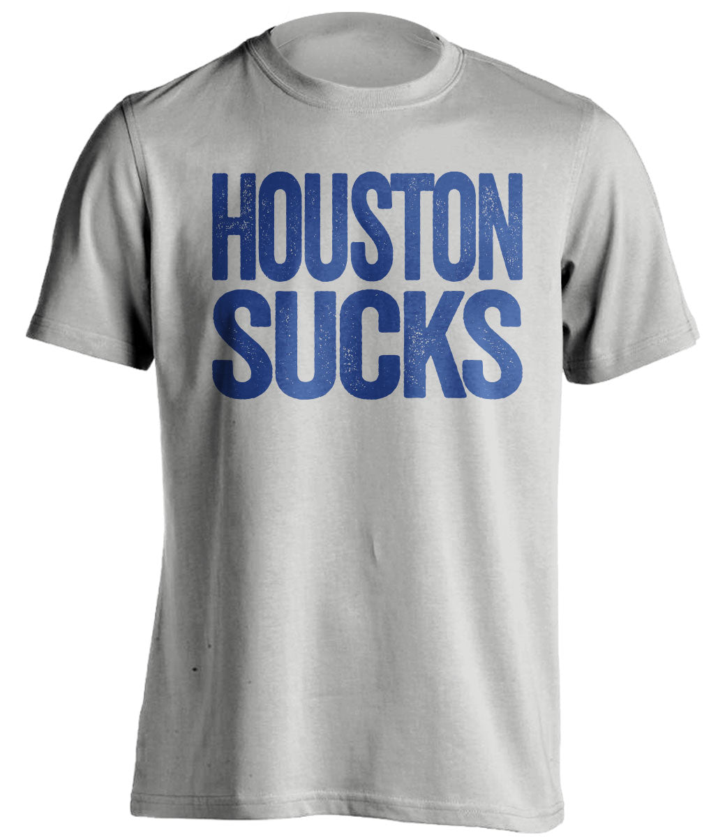 Grey Houston Sucks shirt for Dallas Mavericks fans | rivalry statement tee by Beef Shirts
