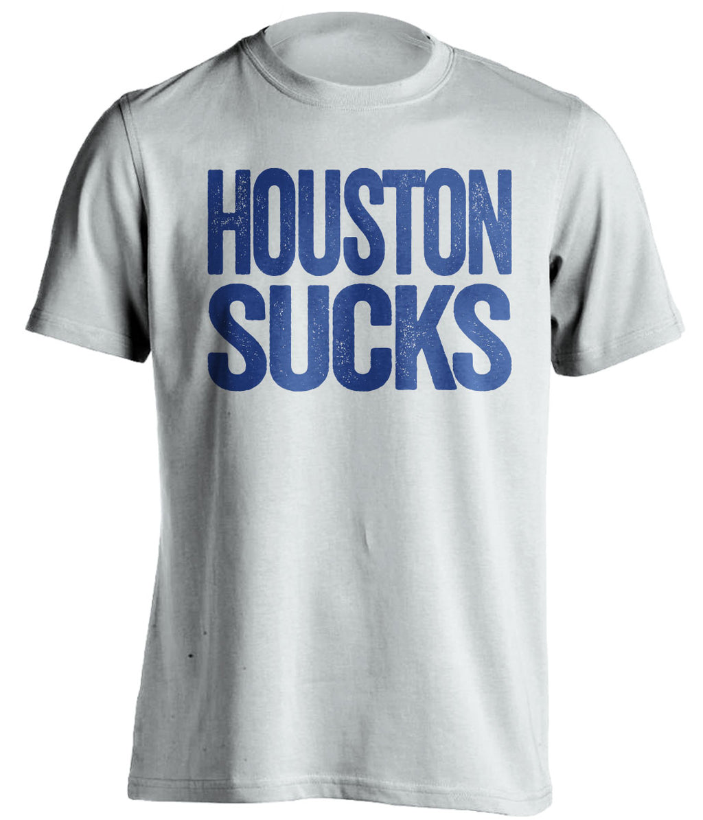 White Houston Sucks shirt for Dallas Mavericks fans | rivalry statement tee by Beef Shirts
