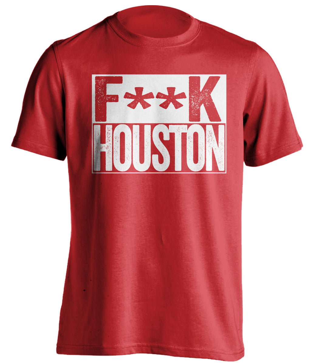 Censored Red Fuck Dallas box logo shirt for Houston Rockets fans | H-Town rivalry tee by Beef Shirts