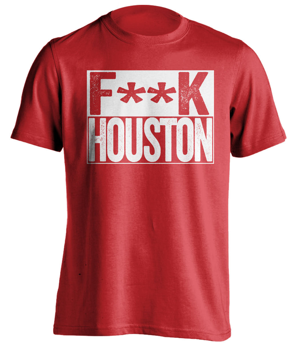 Censored Red Fuck Dallas box logo shirt for Houston Rockets fans | H-Town rivalry tee by Beef Shirts