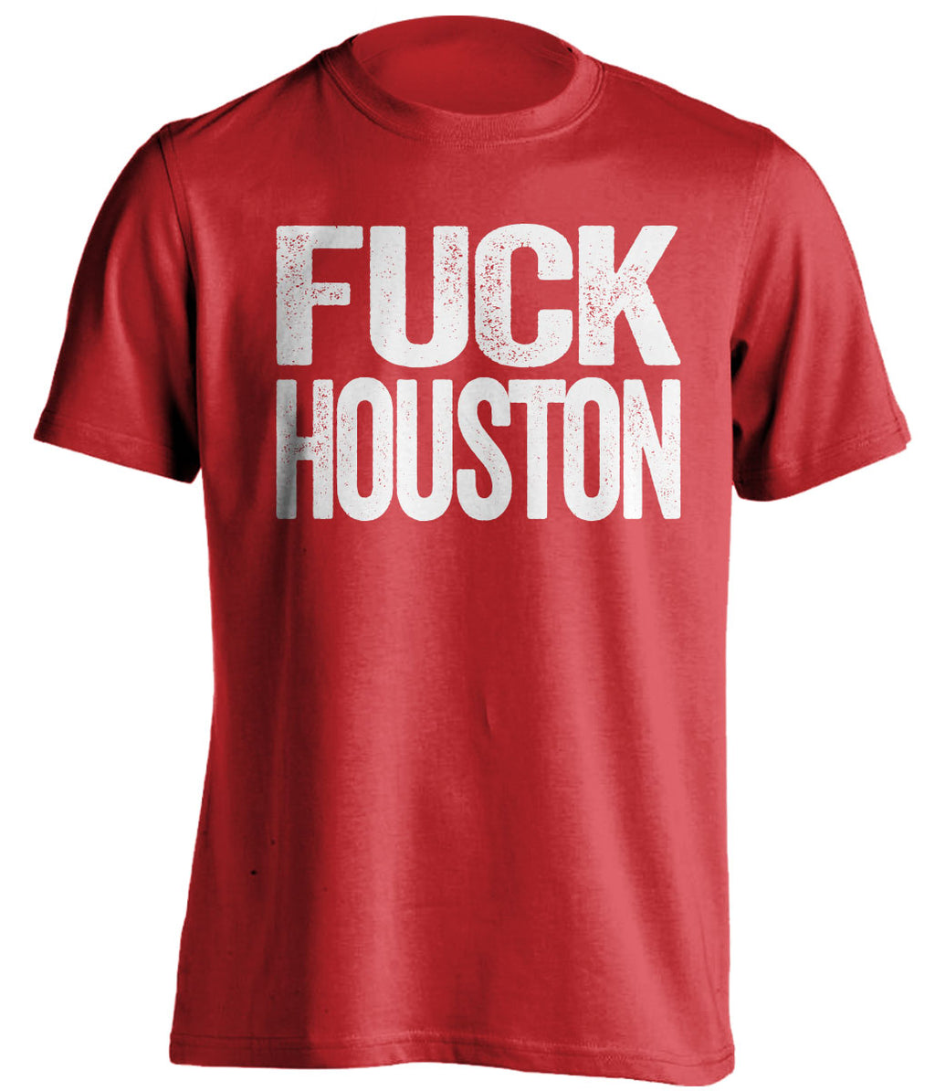 Red Fuck Dallas statement tee for Houston Rockets fans | uncensored rivalry shirt by Beef Shirts