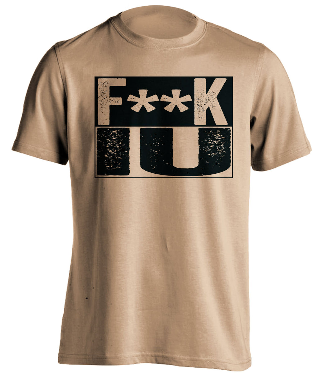 Censored Old Gold Fuck IU box logo shirt for Purdue Boilermakers fans | Purdue rivalry tee by Beef Shirts