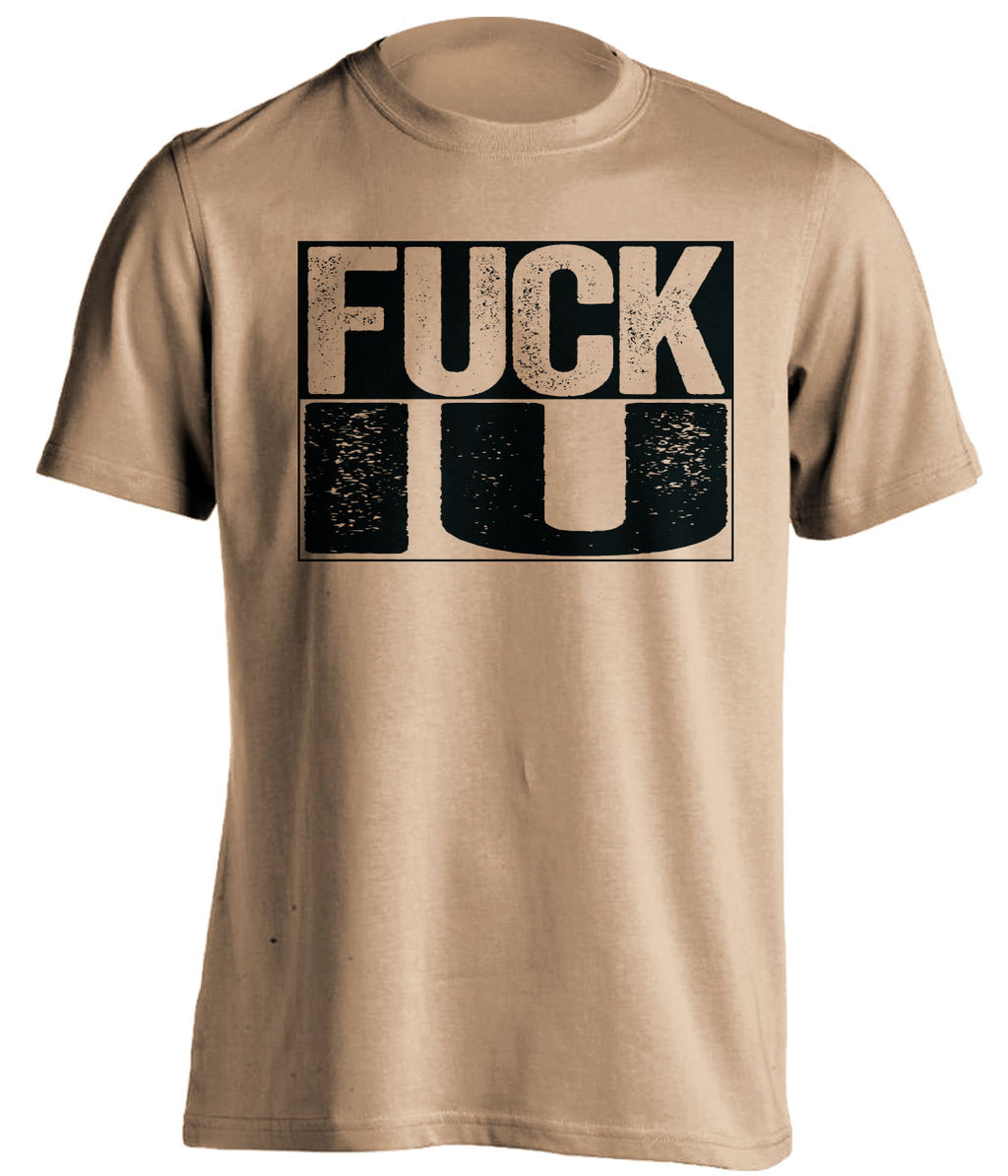 Uncensored Old Gold Fuck IU box logo shirt for Purdue Boilermakers fans | Purdue rivalry tee by Beef Shirts