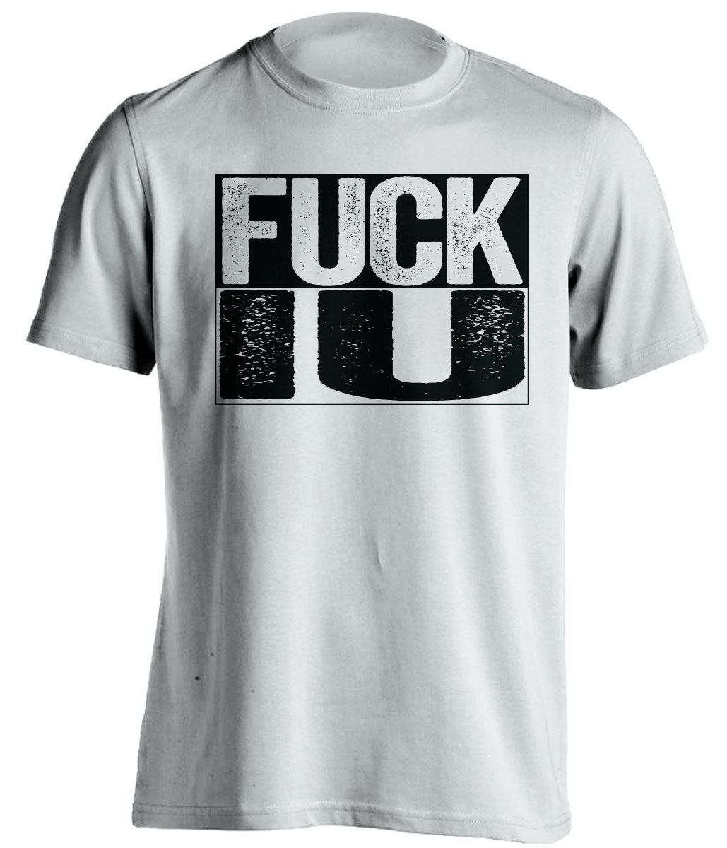 Uncensored White Fuck IU box logo shirt for Purdue Boilermakers fans | Purdue rivalry tee by Beef Shirts