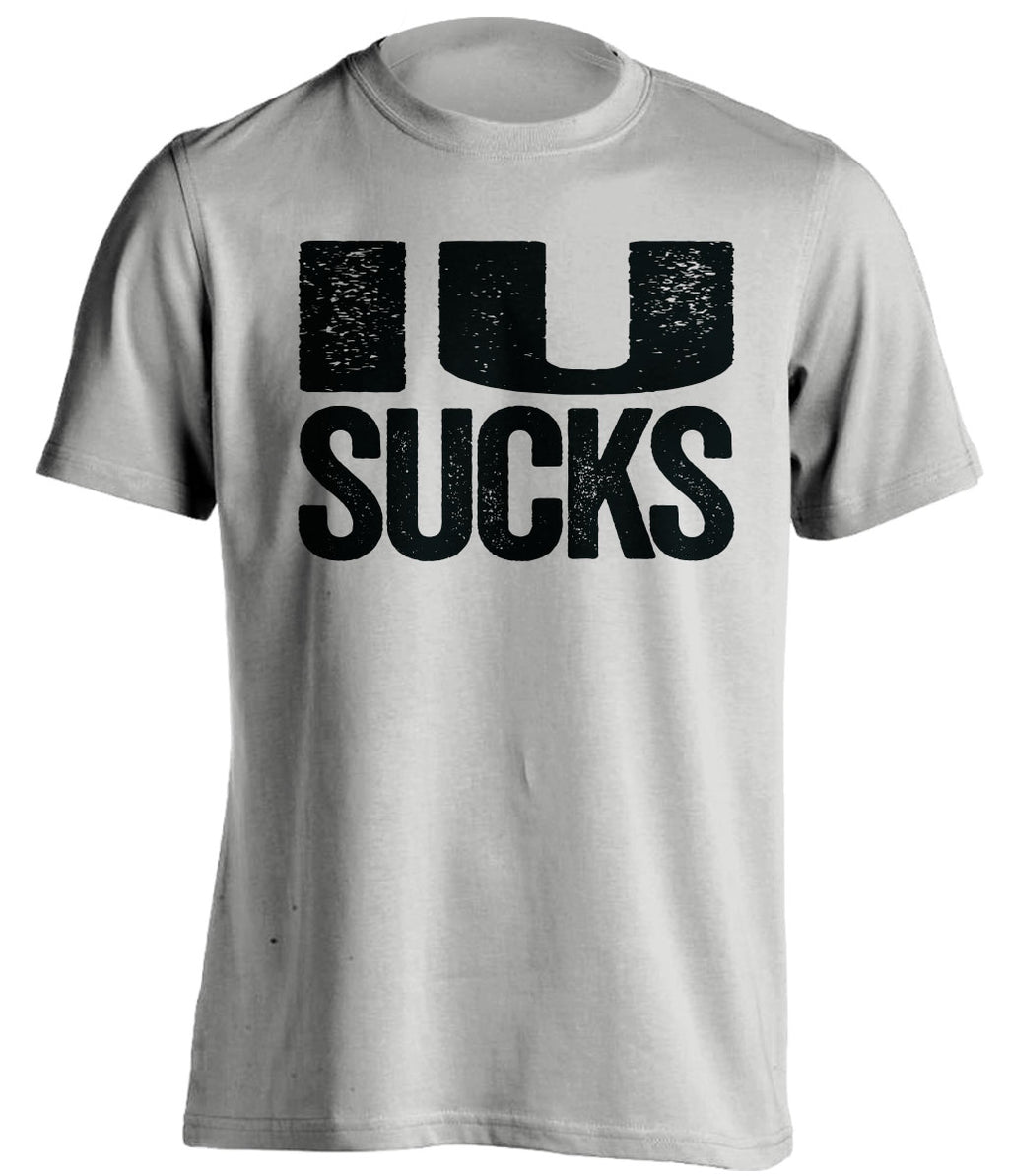 Grey IU Sucks shirt for Purdue Boilermakers fans | rivalry statement tee by Beef Shirts
