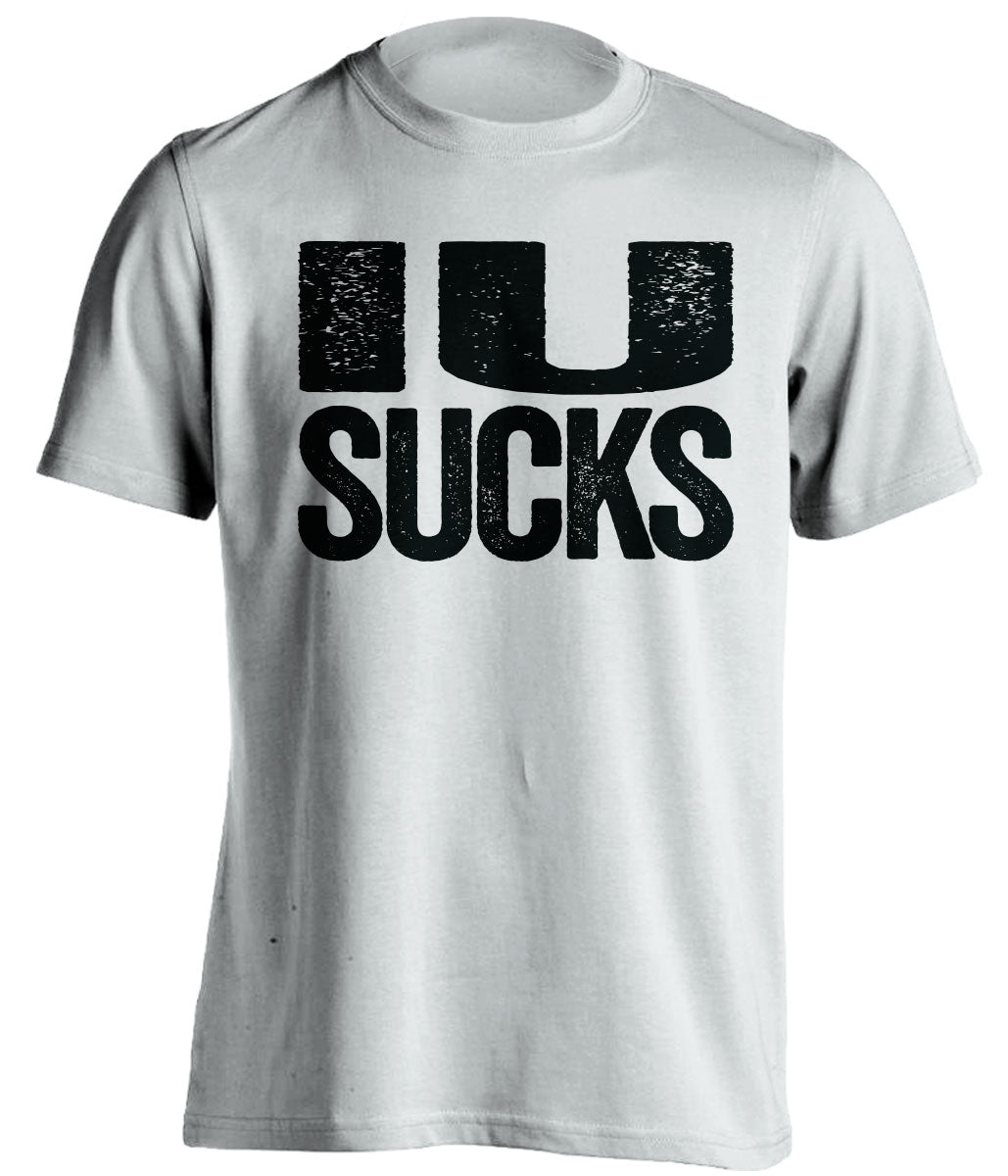 White IU Sucks shirt for Purdue Boilermakers fans | rivalry statement tee by Beef Shirts