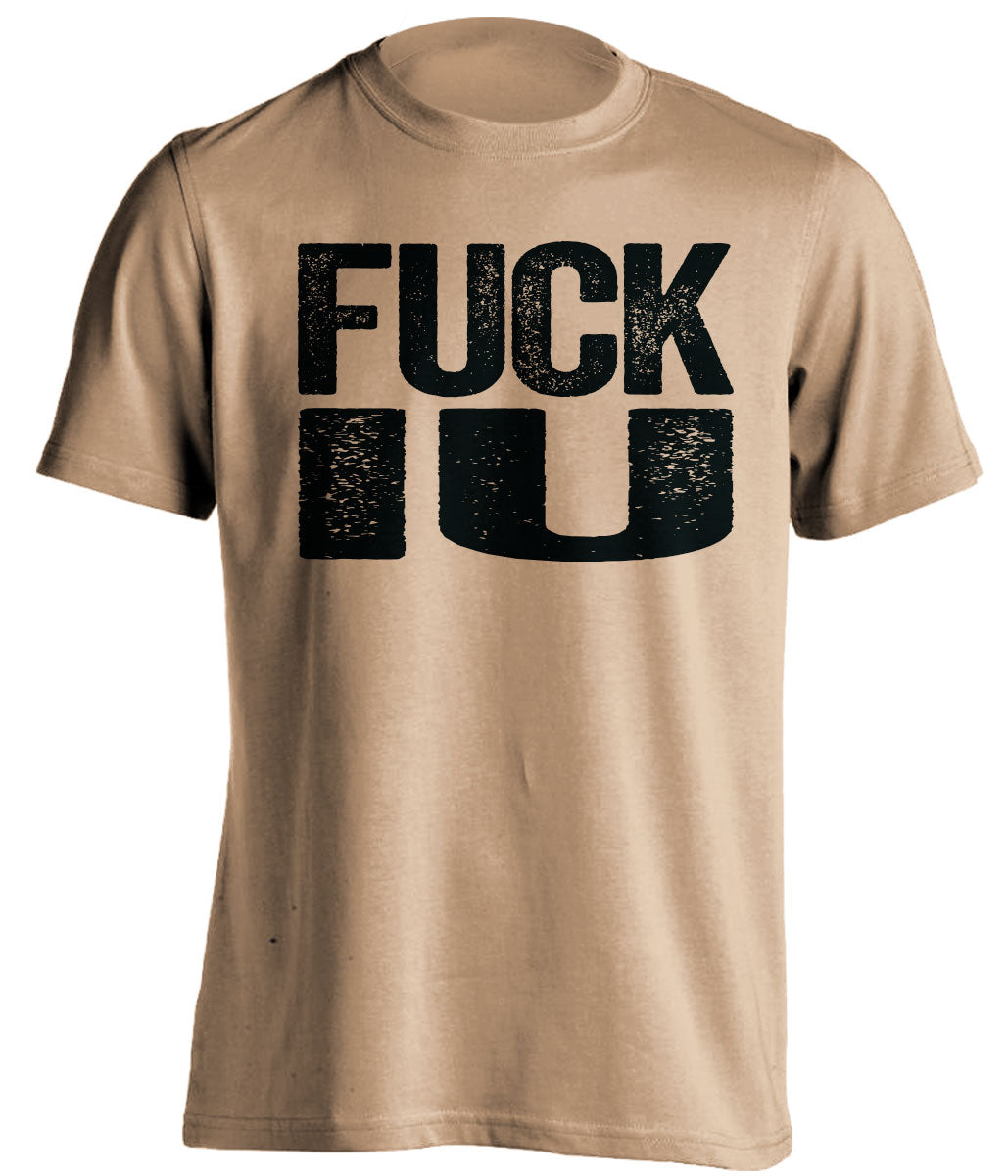 Old Gold Fuck IU statement tee for Purdue Boilermakers fans | uncensored rivalry shirt by Beef Shirts