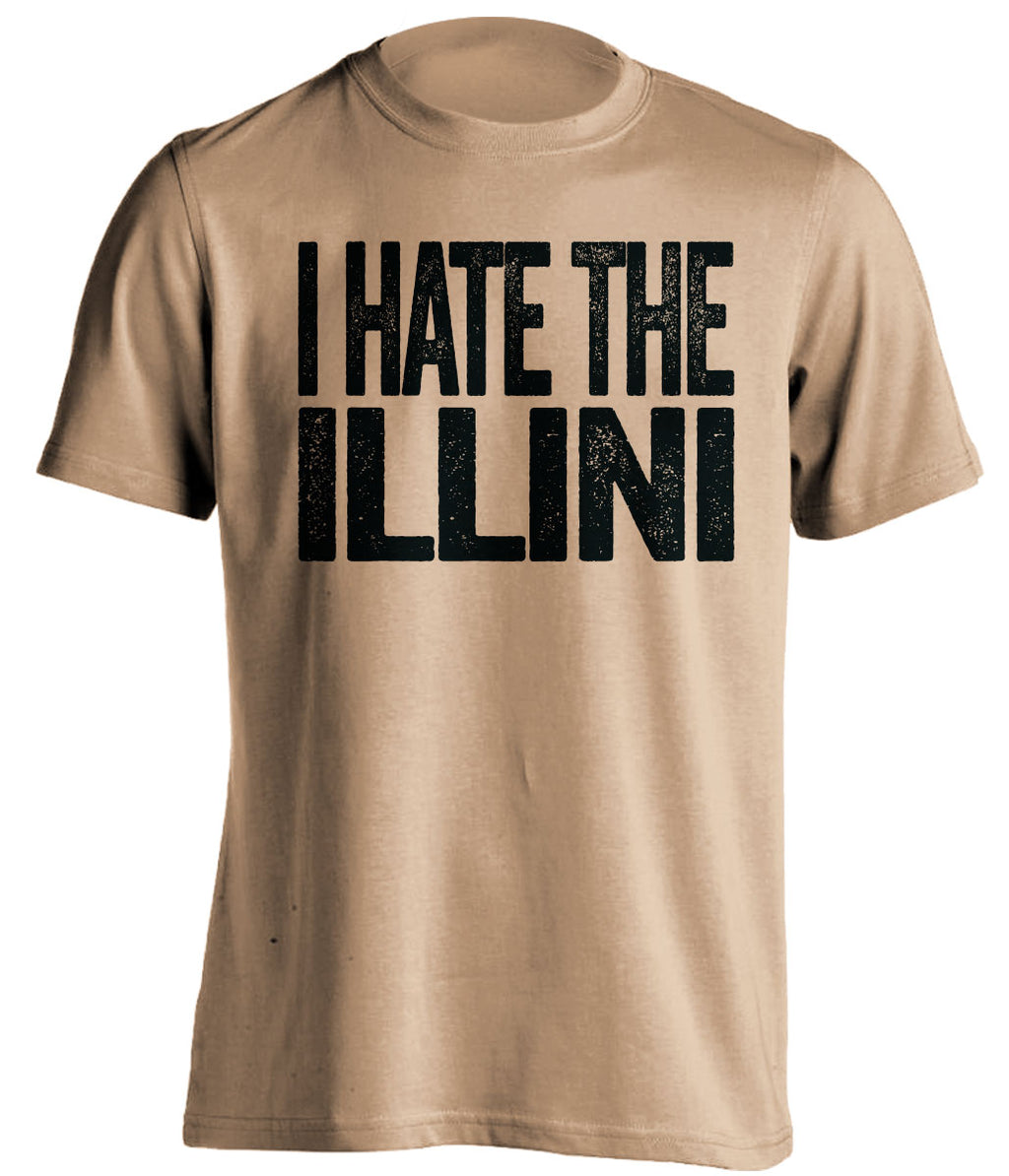I Hate the Illini Statement old gold Tee for Purdue Boilermakers Fans by Beef Shirts